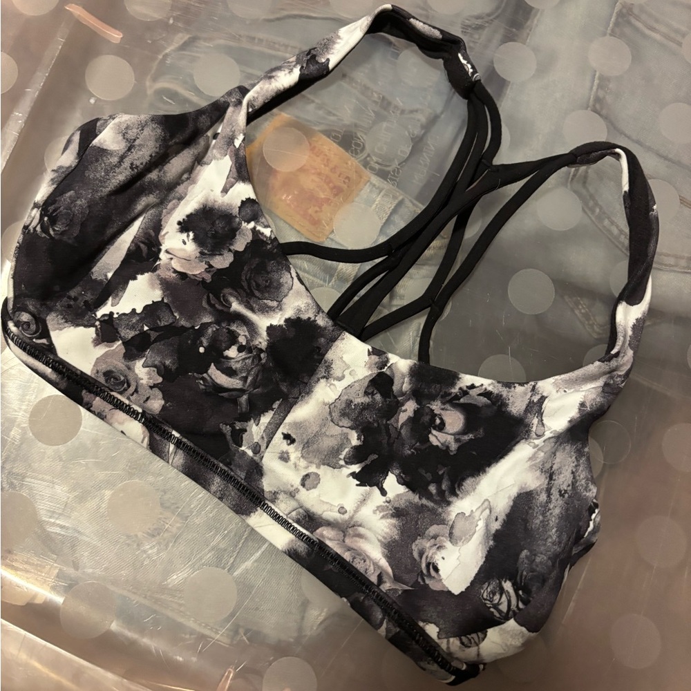 Lululemon Floral Black and White Sports Bra